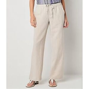 Linen NWT Liz Claiborne Classic Straight Leg Beige Minimalist Pants Petite M
